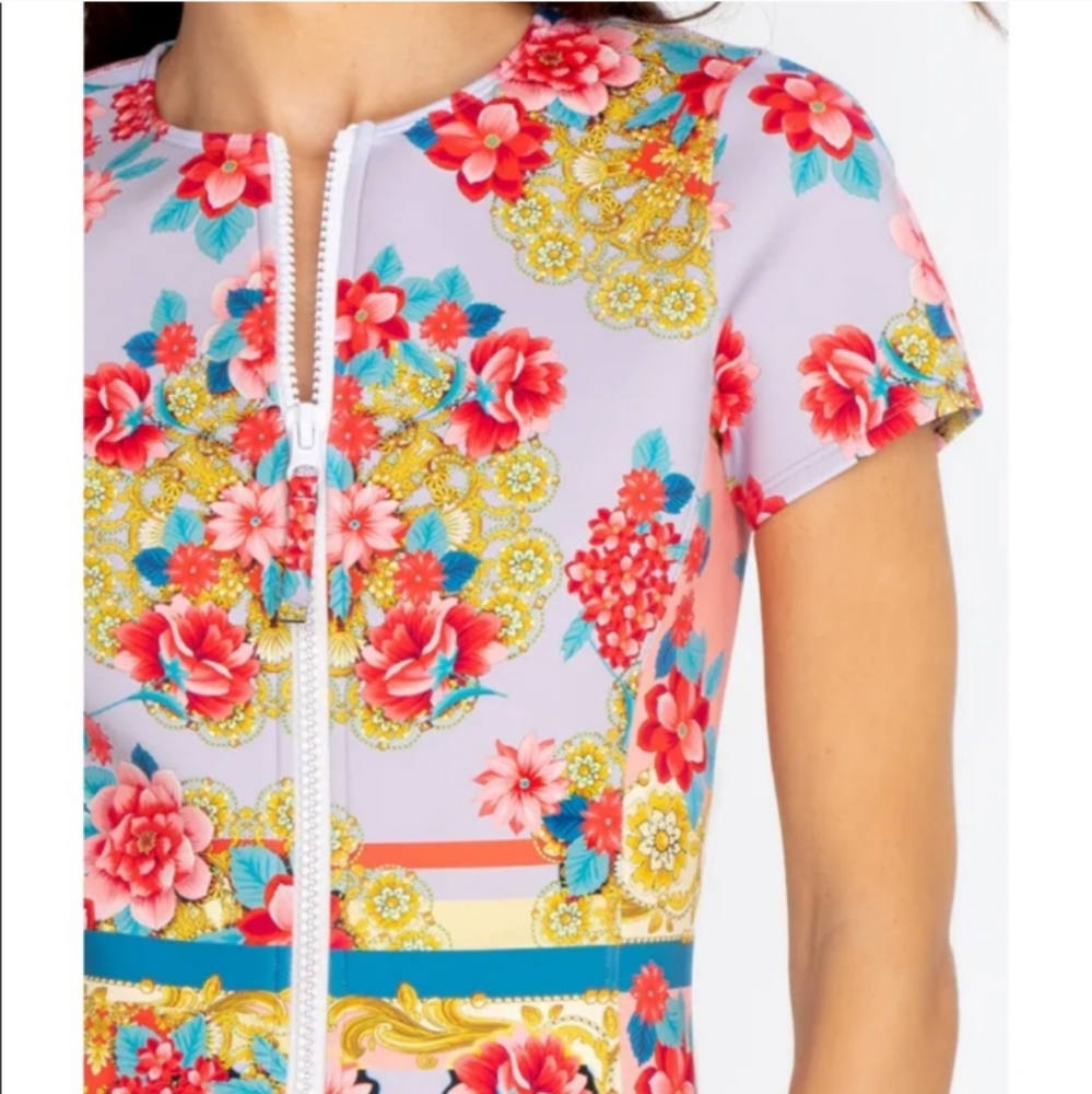 NWT Johnny Was Japer Neoprene One Piece Swimsuit Floral print New NWT M Medium - Picture 8 of 10
